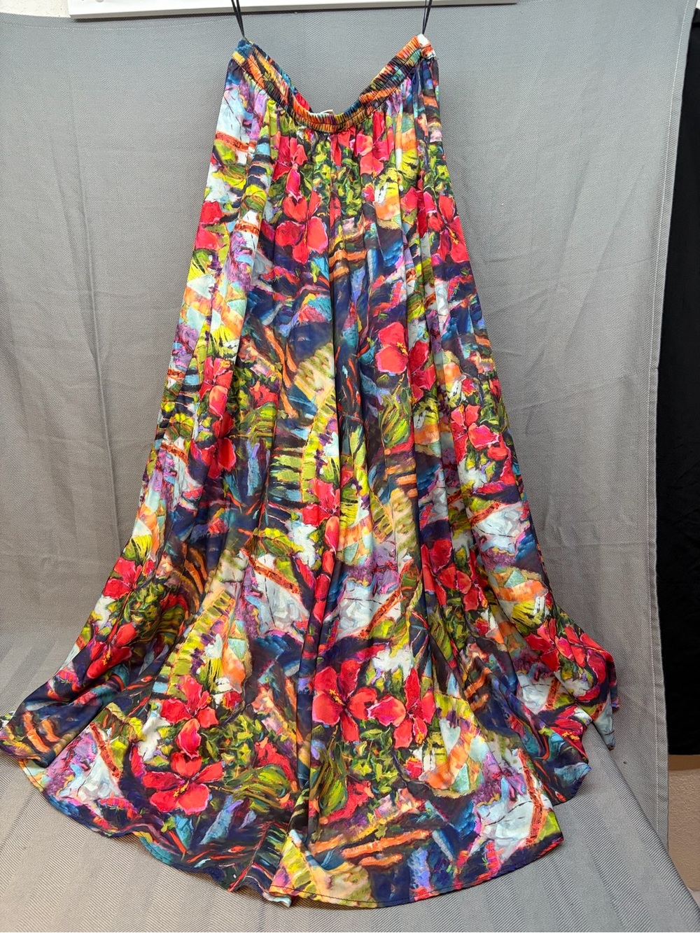 Christian Siriano multicolor, tropical, print full volume maxi skirt size medium